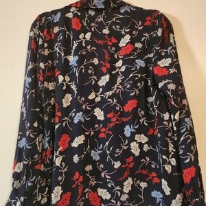 Navy Blue floral print blouse